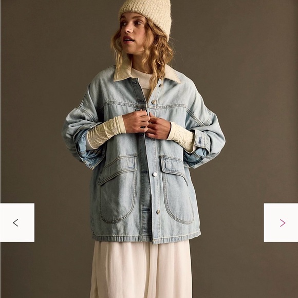 Free People Jackets & Blazers - Free People We The Free Lemon Denim Jacket Small Sweet Icing NWT